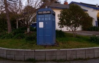 TARDIS lawn ornament